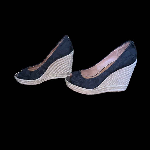 Coach Monogram Black Y2K  Wedge Heels, Size 7B - Picture 6 of 16